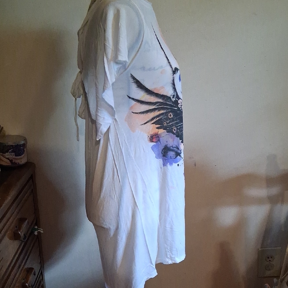ZARA EVENING COLLECTION Floral Fantasy Graphic White Top Medium - Picture 6 of 10